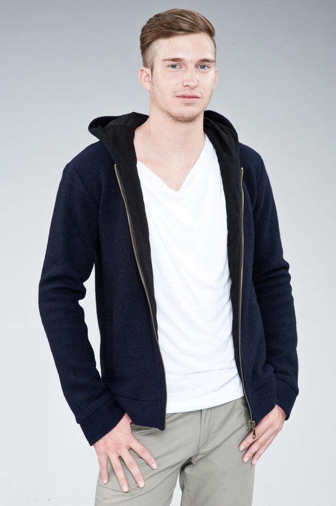 hooded wooljacket blue